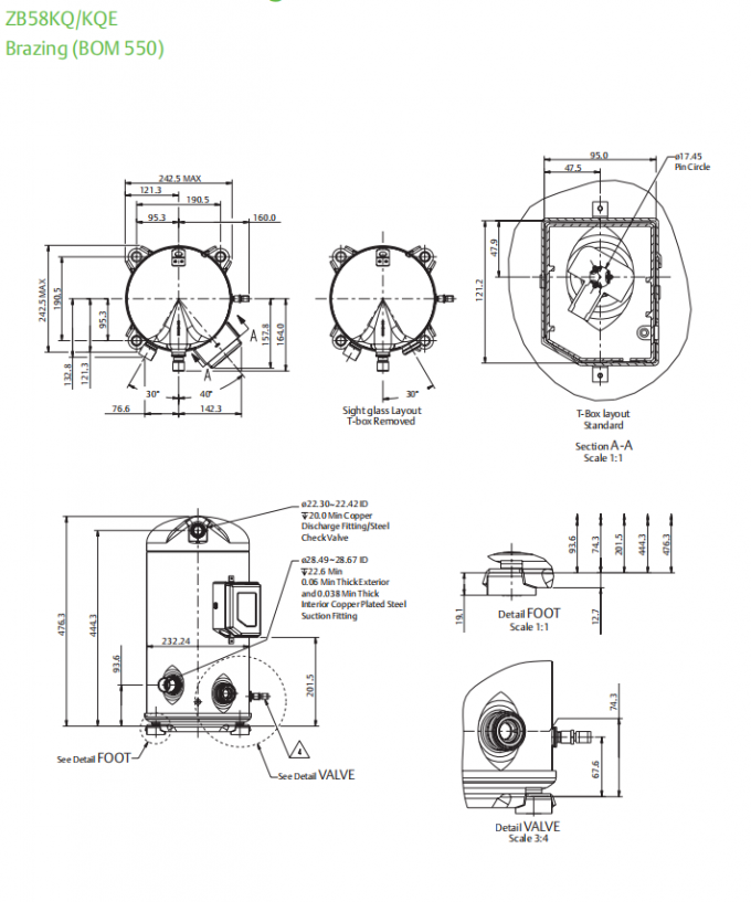 8HP R134a Refrigerant Copeland Freezer Compressor ZB58KQETFD550 Scroll Compressor