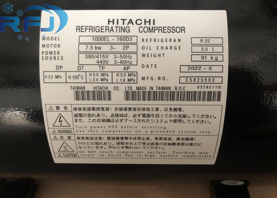 R22 Refrigerant HITACHI 1000EL-160D3 Horizontal Scroll Compressor with 3.5L Oil Charge and 7.5KW Power
