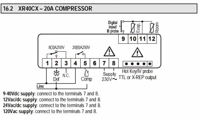 XR40CX-5N1C1 Dixell XR Series Digital Temperature Controller Housing Self Extinguishing ABS 1