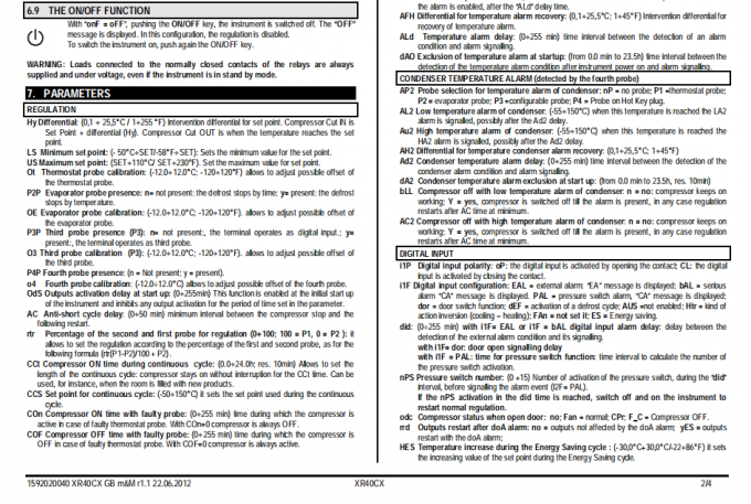 XR40CX-5N1C1 Dixell XR Series Digital Temperature Controller Housing Self Extinguishing ABS 5